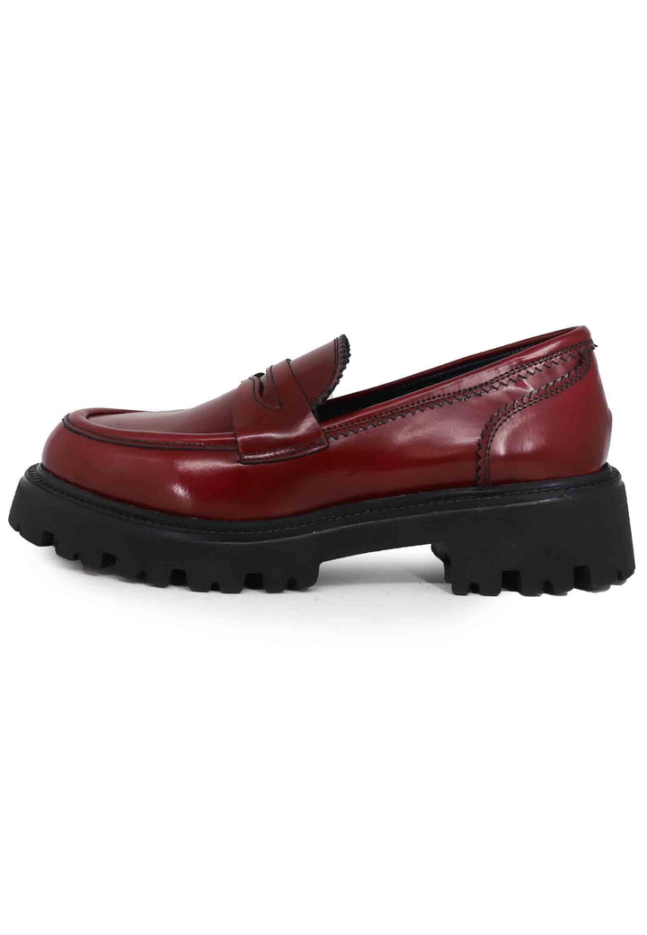 Mocassini donna in pelle bordeaux con suola in gomma carrarmato YUNA 1 018 Tattoo 