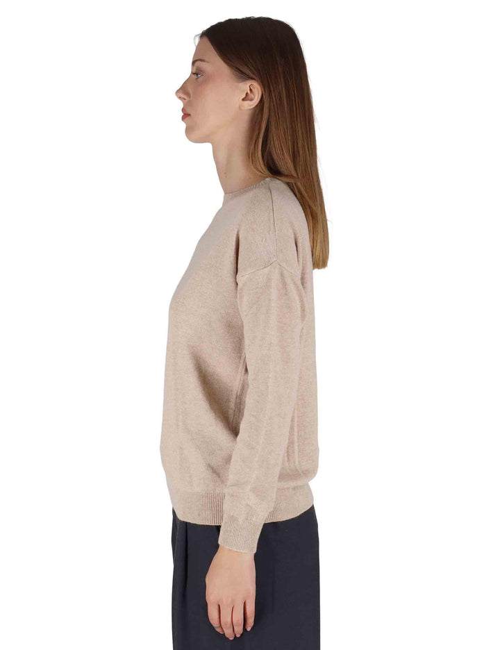 Maglioni donna in misto cachemire taupe girocollo con maniche lunghe SPZ03627 006 Spatarella 