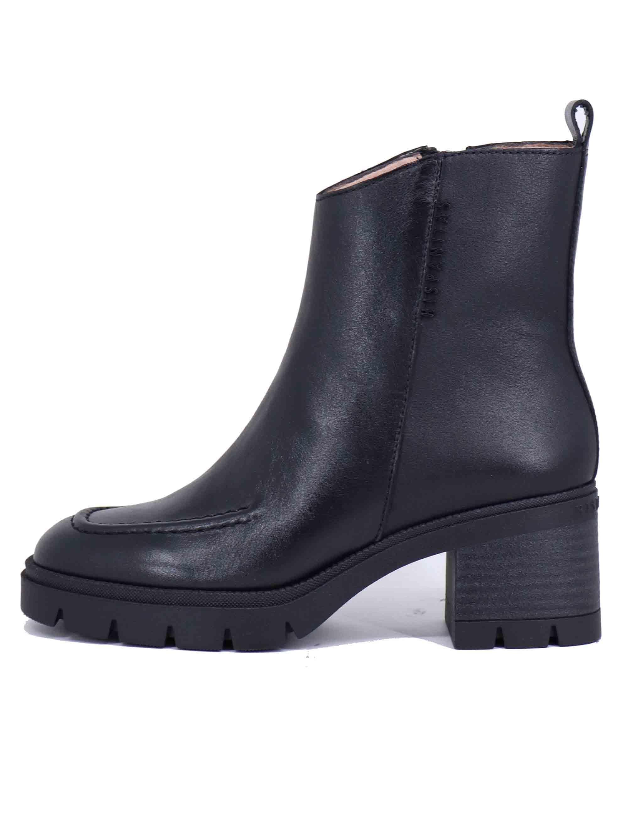Stivaletti donna in pelle nera con suola carrarmato HI243638 C013 Hispanitas 