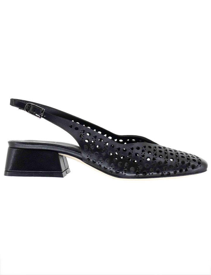 Slingback donna in pelle nera forata CH2525/G 001 L'Arianna 