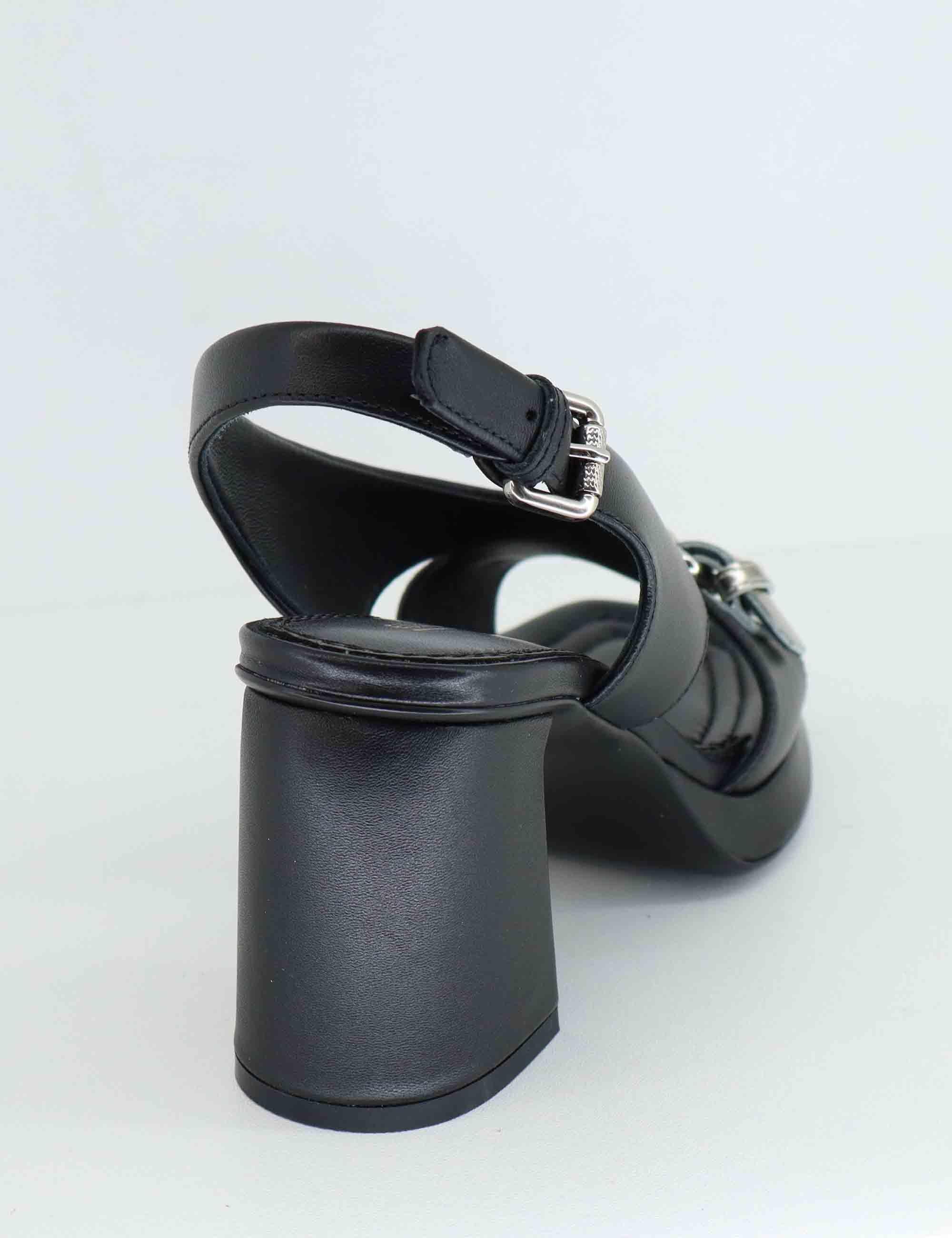 Sandali donna in pelle nera con tacco alto EB1301X 001 Elvio Zanon 