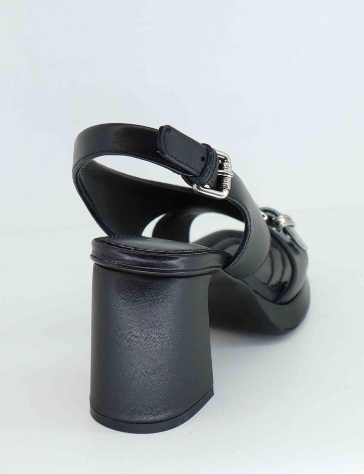 Sandali donna in pelle nera con tacco alto EB1301X 001 Elvio Zanon 