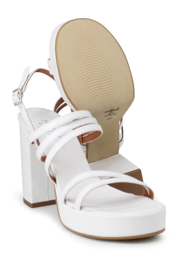 Sandali slingback donna in pelle bianca con tacco alto e plateau MERAK 2 100 Tattoo 