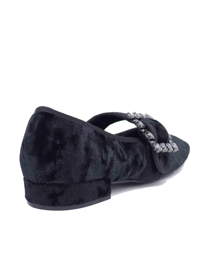 Ballerine donna in velluto nero con fibbia in strass T185L0131016 001 Exe 