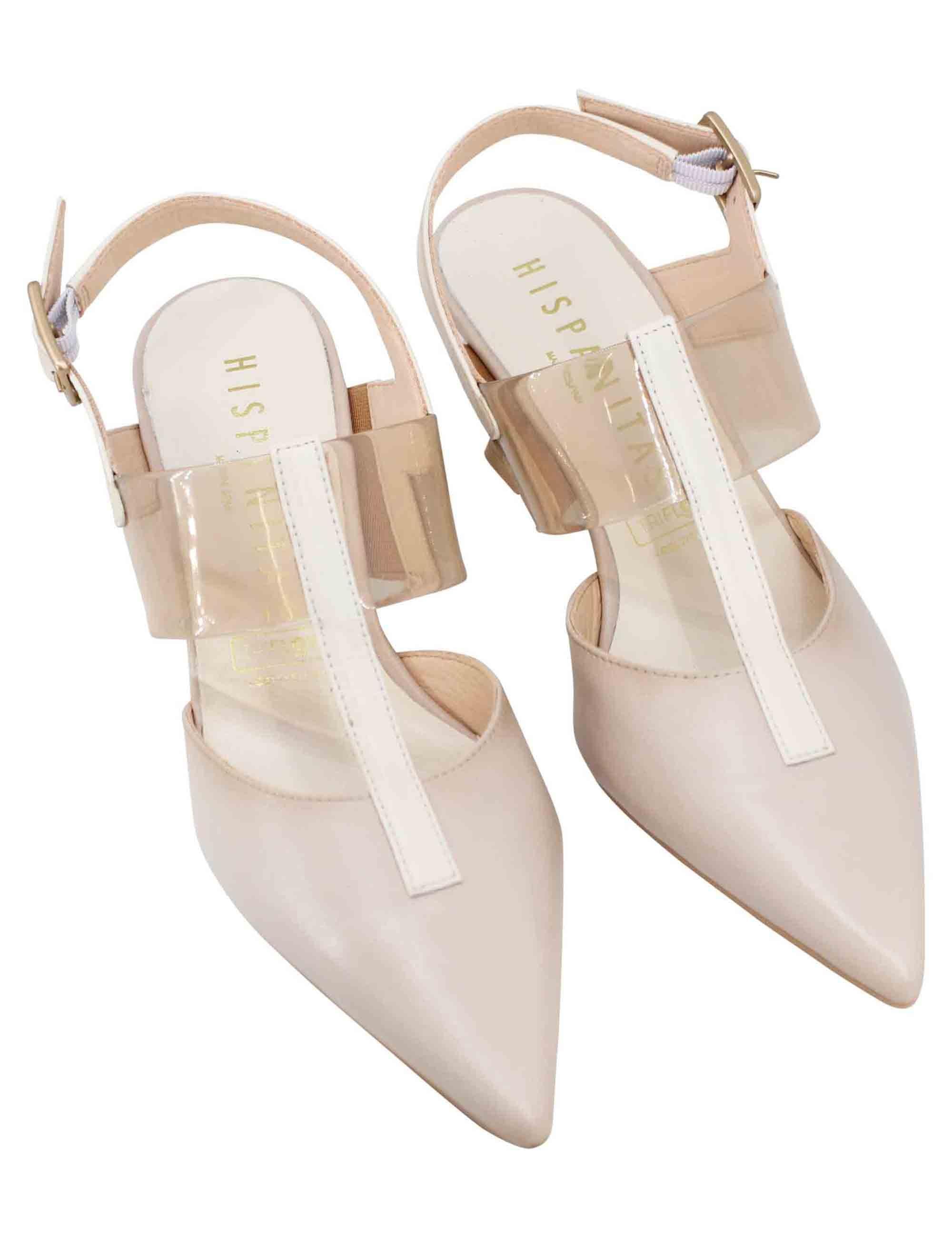 Decollete slingback donna in pelle beige con punta a punta CHV243369 C003 Hispanitas 