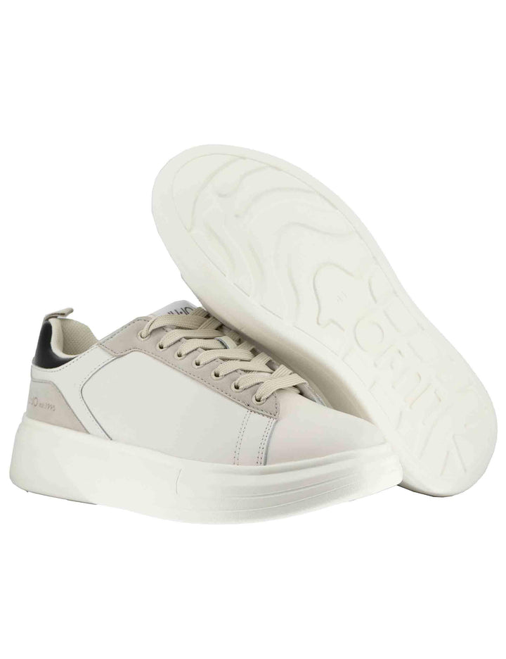 Sneakers uomo Big 5 in pelle off white con suola alta 5,5 cm 7G5015P0304S1411 MILK/BLACK Liu-Jo 