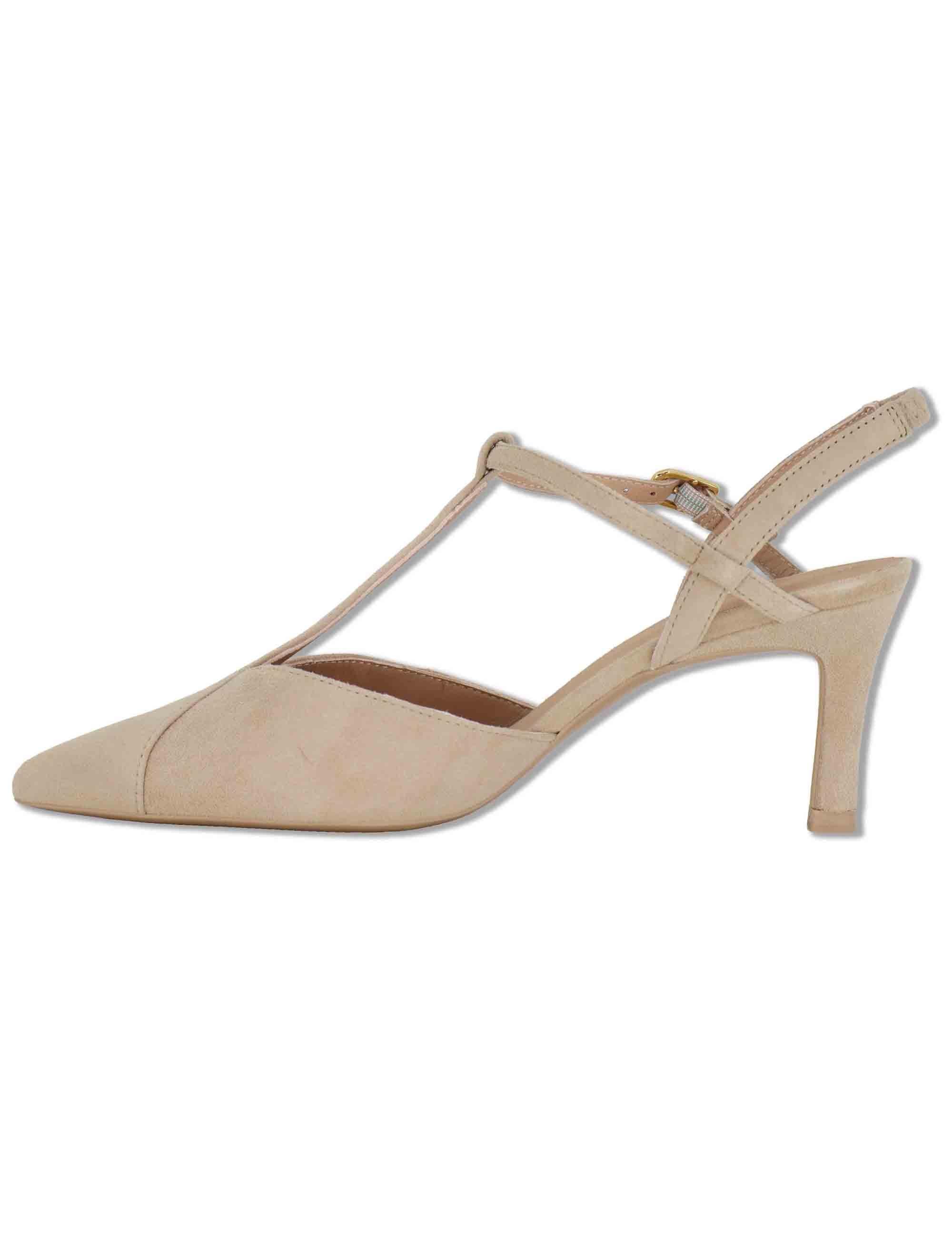 Decollete slingback donna in camoscio nude con tacco alto e cinturini regolabili LETON KS SKIN Unisa 