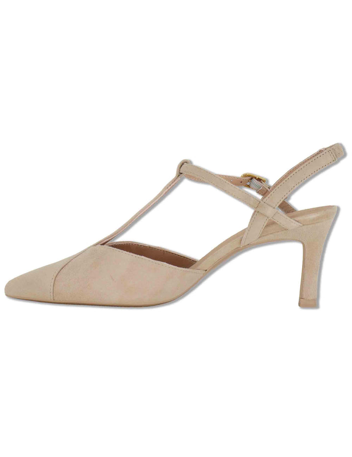 Decollete slingback donna in camoscio nude con tacco alto e cinturini regolabili LETON KS SKIN Unisa 