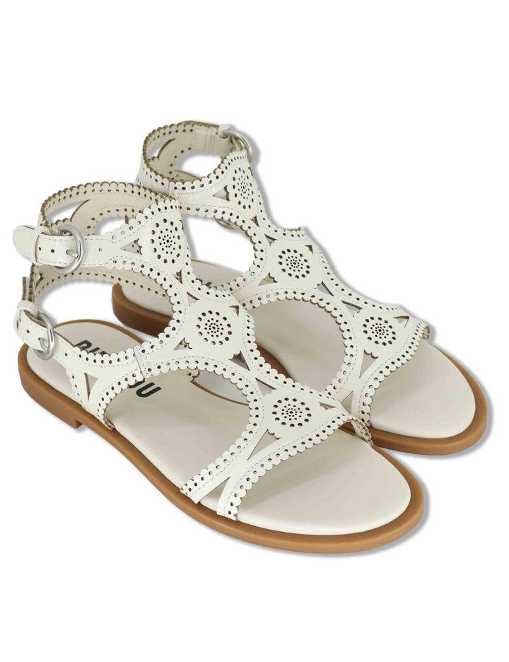 Sandali donna in pelle off white con tacco basso e cinturini Zasi 895Z80HG 02-OFF WHT Bibi Lou 