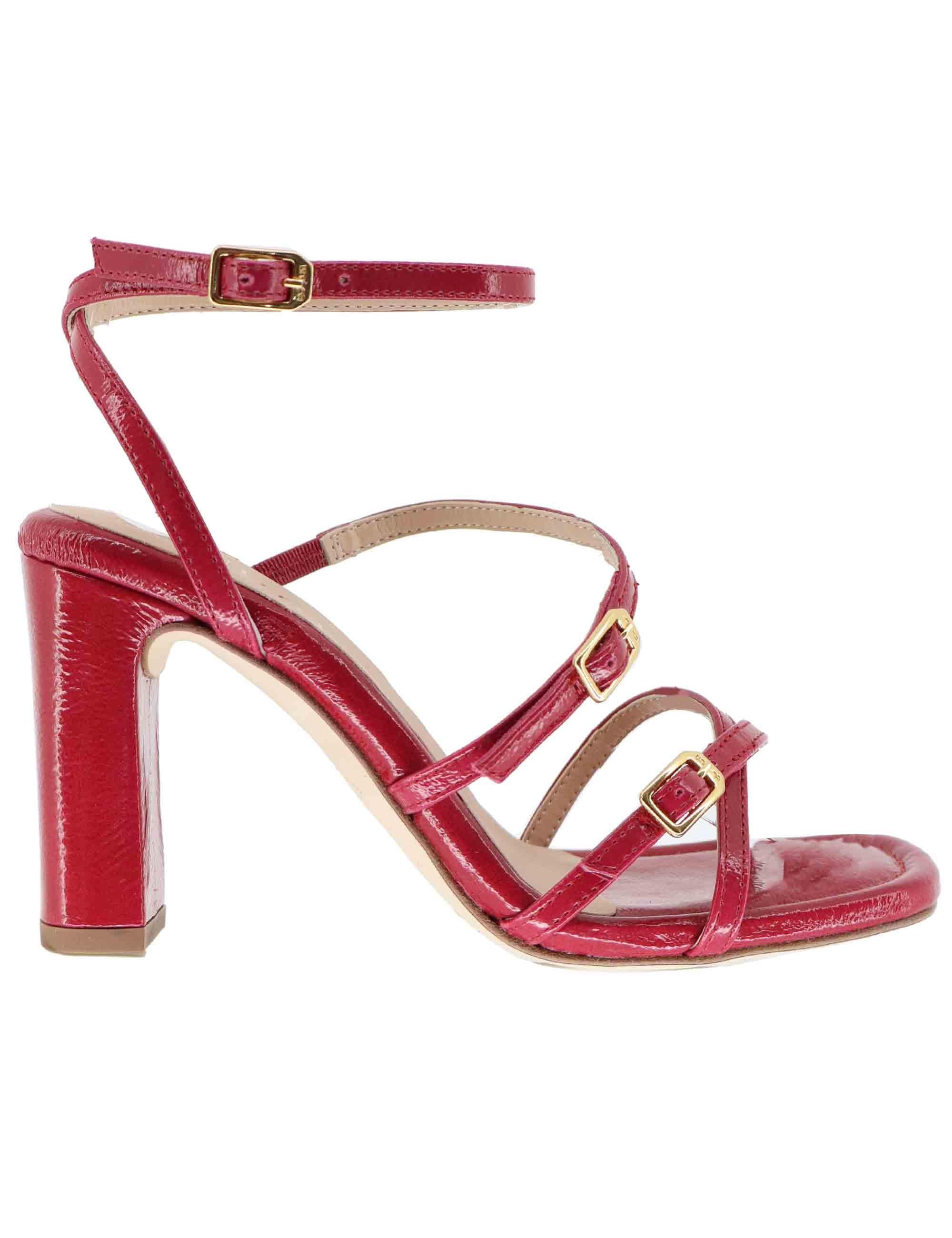 Sandali donna in pelle bordeaux tacco alto con cinturino alla caviglia SILVY GIA_CRANBERRY Unisa 