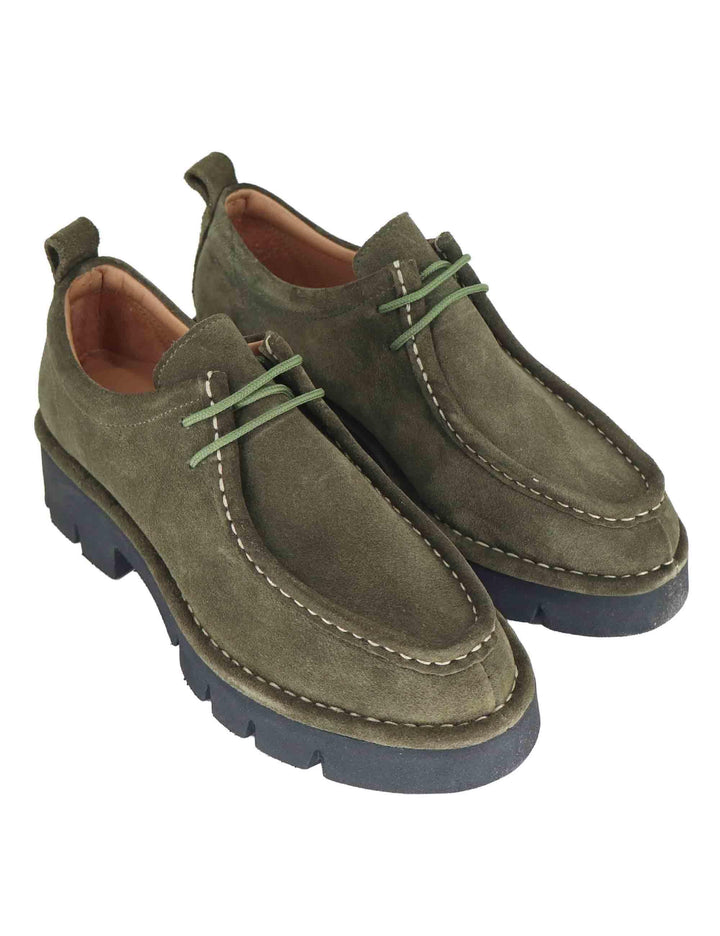 Stringate donna in crosta verde con suola alta in gomma SP45081 038 Spatarella 