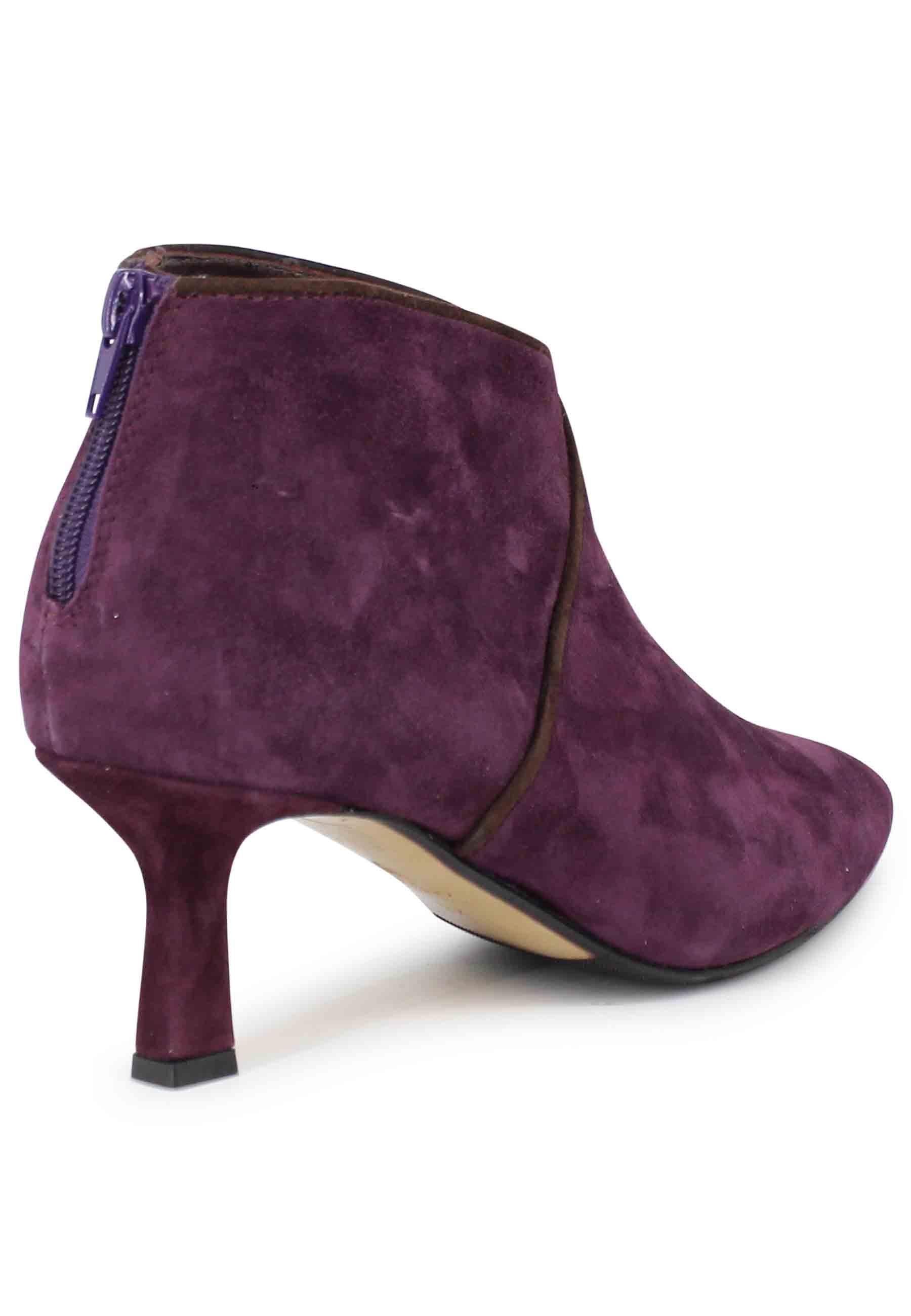 Stivaletti donna in camoscio prugna con zip posteriore TR1662/RT 36 L'Arianna 