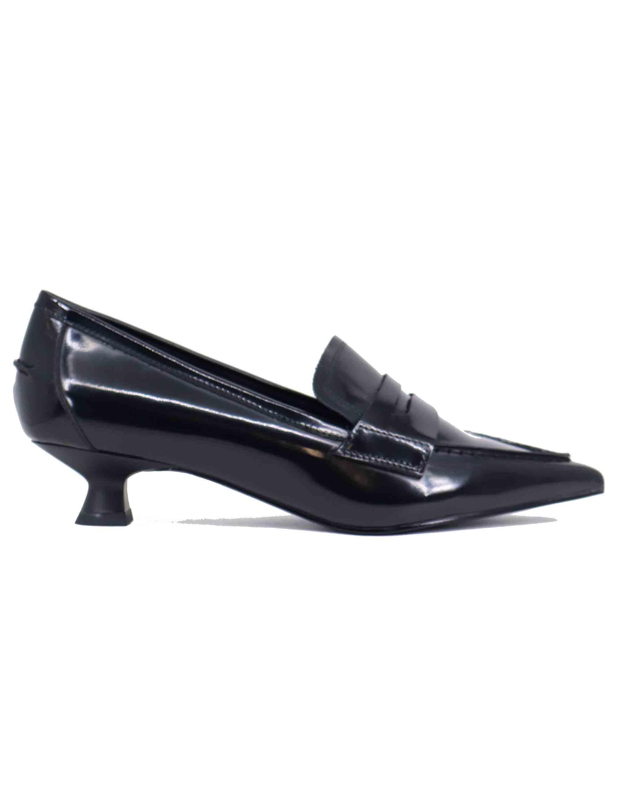 Mocassini donna in pelle nera tacco basso BI0206X 001 Bruno Premi 