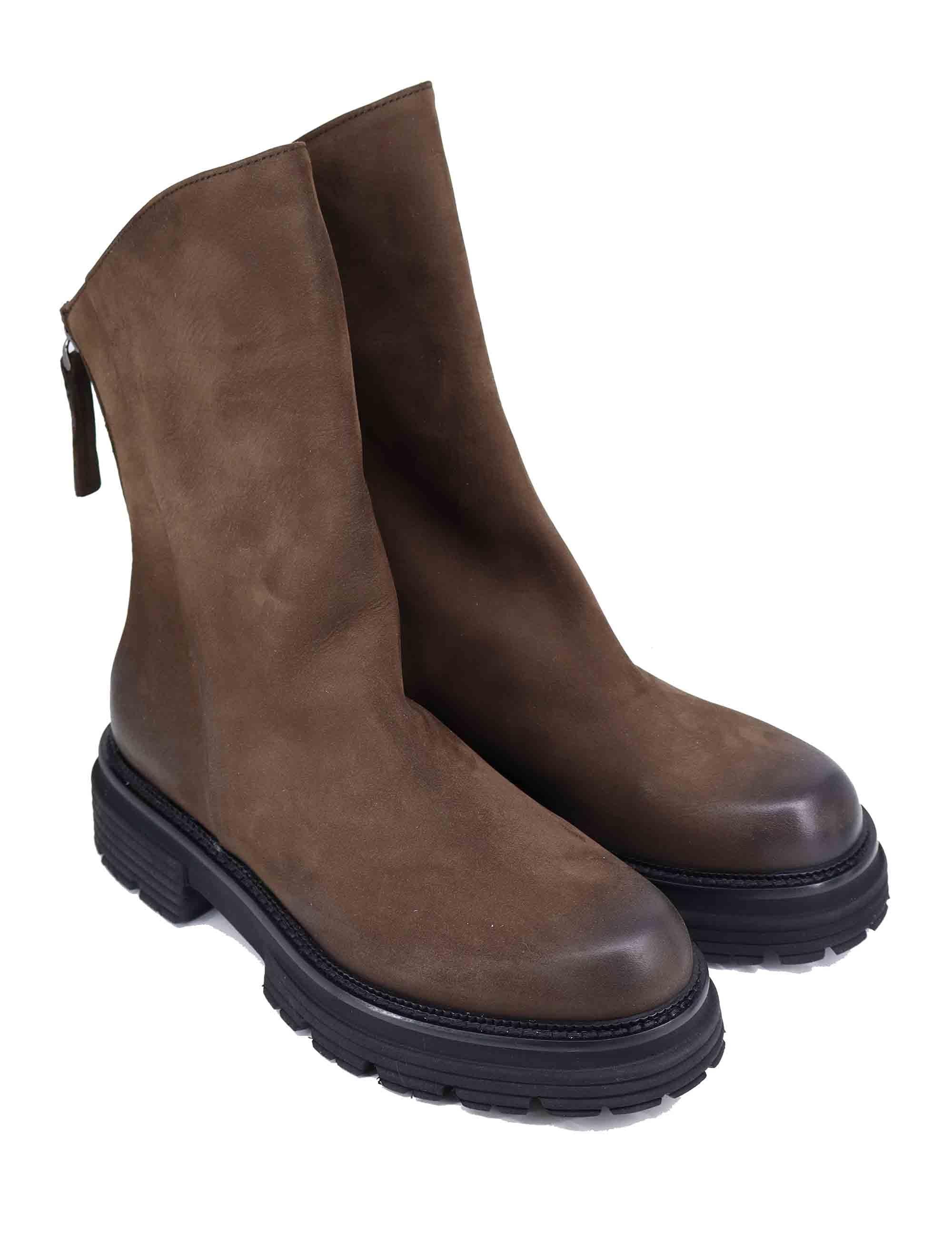 Stivaletti donna in pelle marrone con zip posteriore SP3270 014 Spatarella 