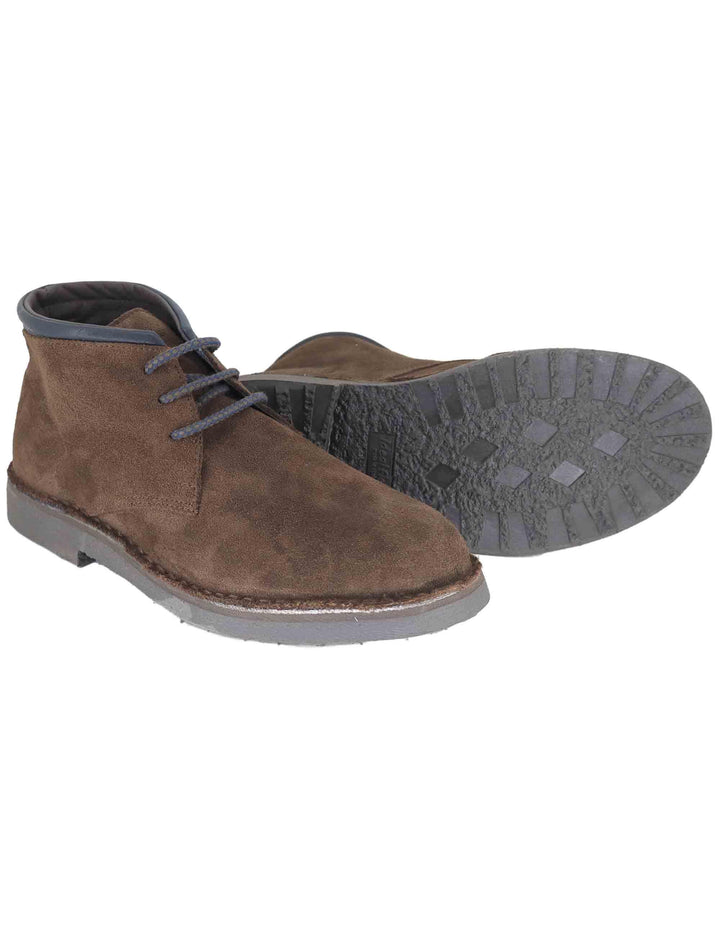 Stivaletti uomo in camoscio marrone con riporti in pelle e suola in gomma SPBA2001 014 Spatarella 