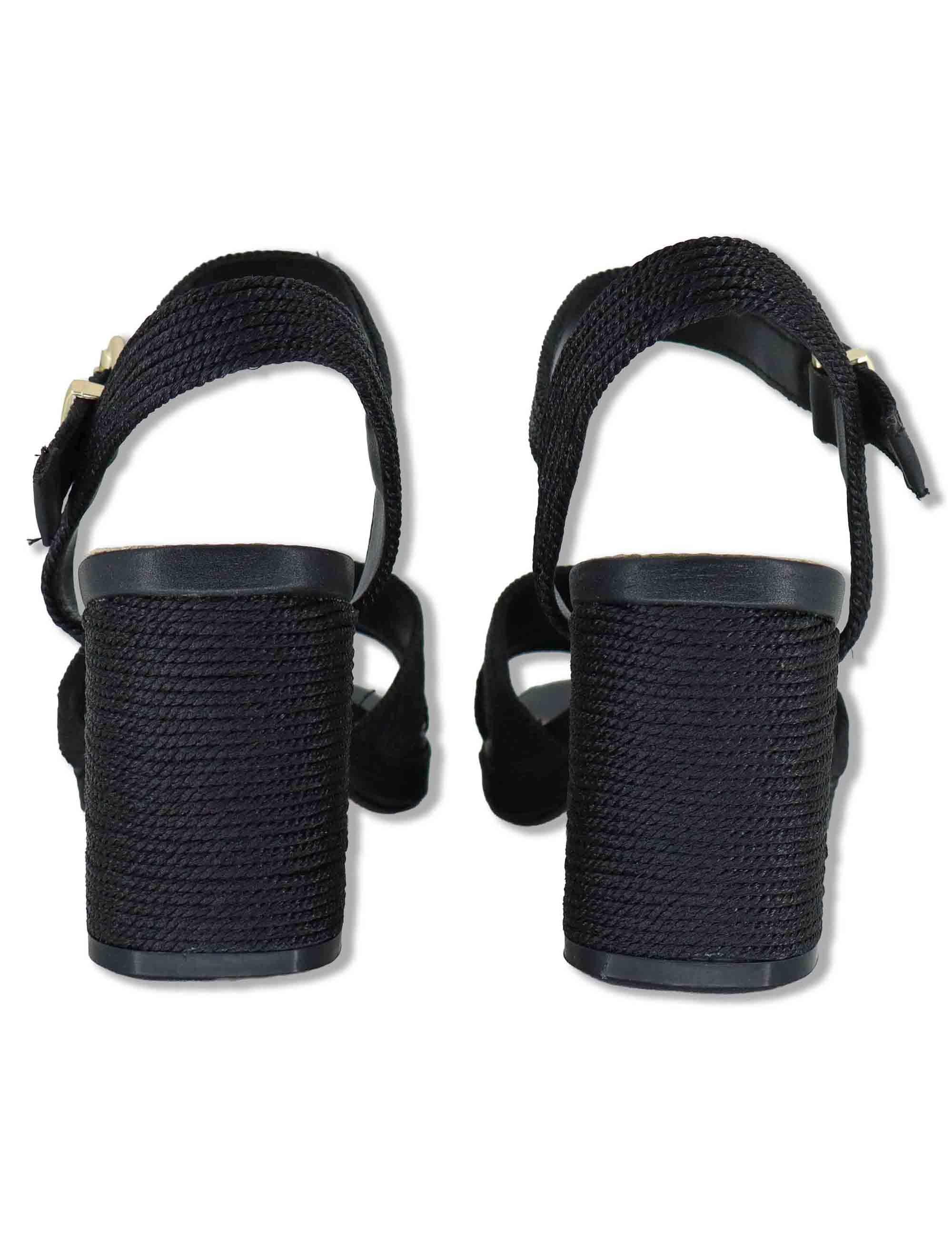 Sandali donna in rafia nera con tacco alto e cinturino alla caviglia LUISA-777 993-01 Exe 