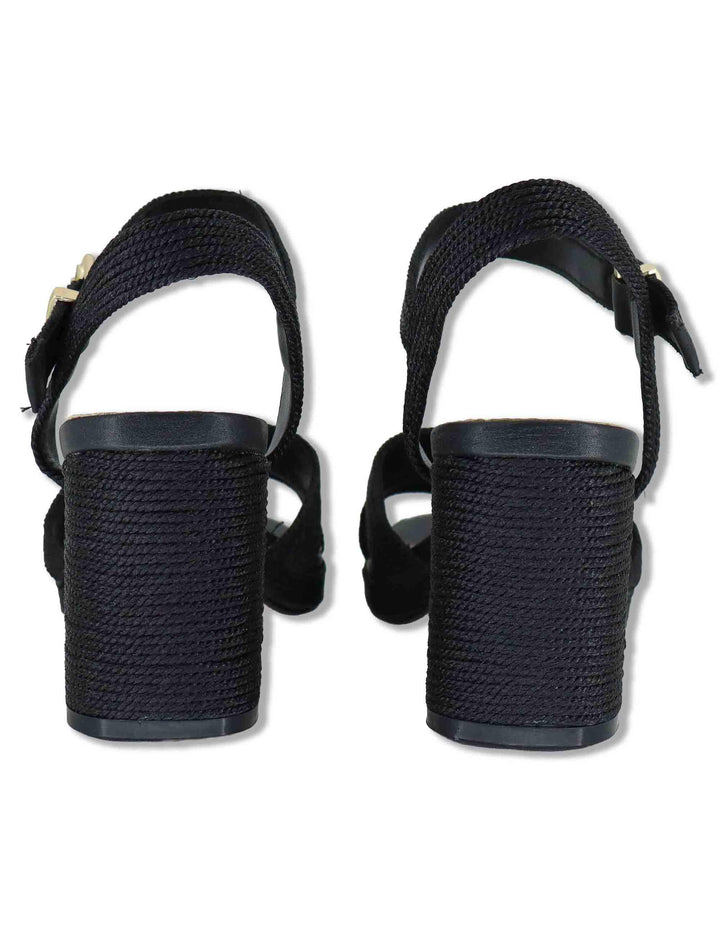 Sandali donna in rafia nera con tacco alto e cinturino alla caviglia LUISA-777 993-01 Exe 