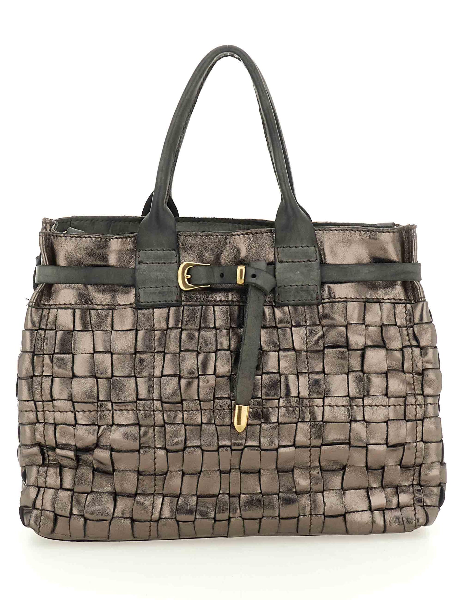 Borse donna Shopping Penelope in pelle canna di fucile intrecciata con doppi manici C042630ND X2770 F0603 Campomaggi 