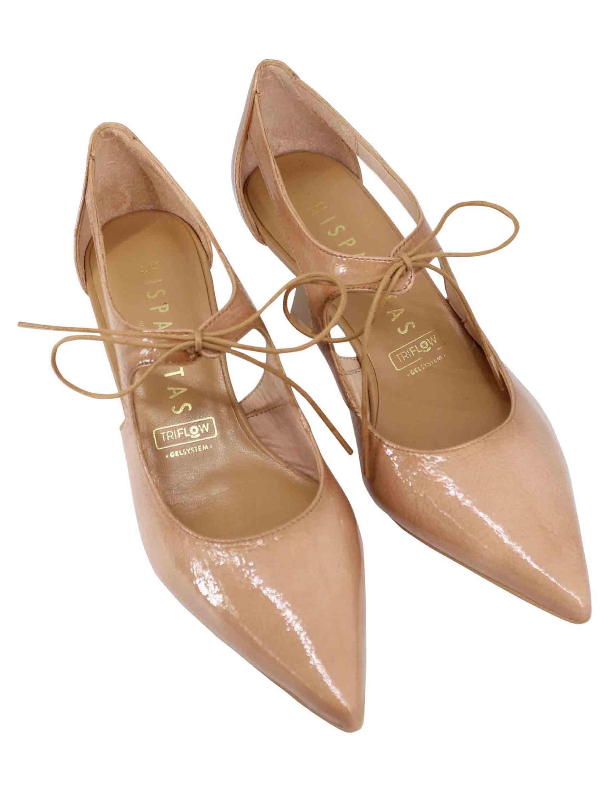 Decollete donna in vernice cammello con laccetti sul collo piede HV243445 C001 Hispanitas 