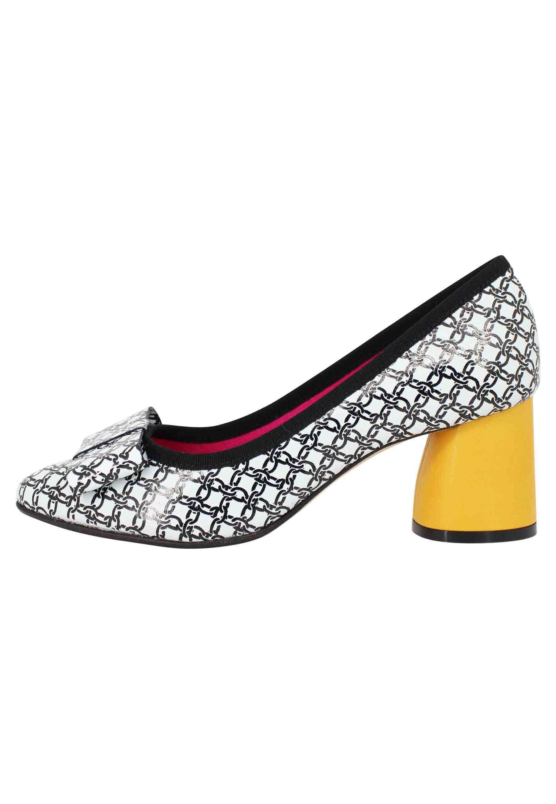 Decollete donna in pelle bianca e nera con tacco alto in contrasto 3530S3 7720 Le Babe 
