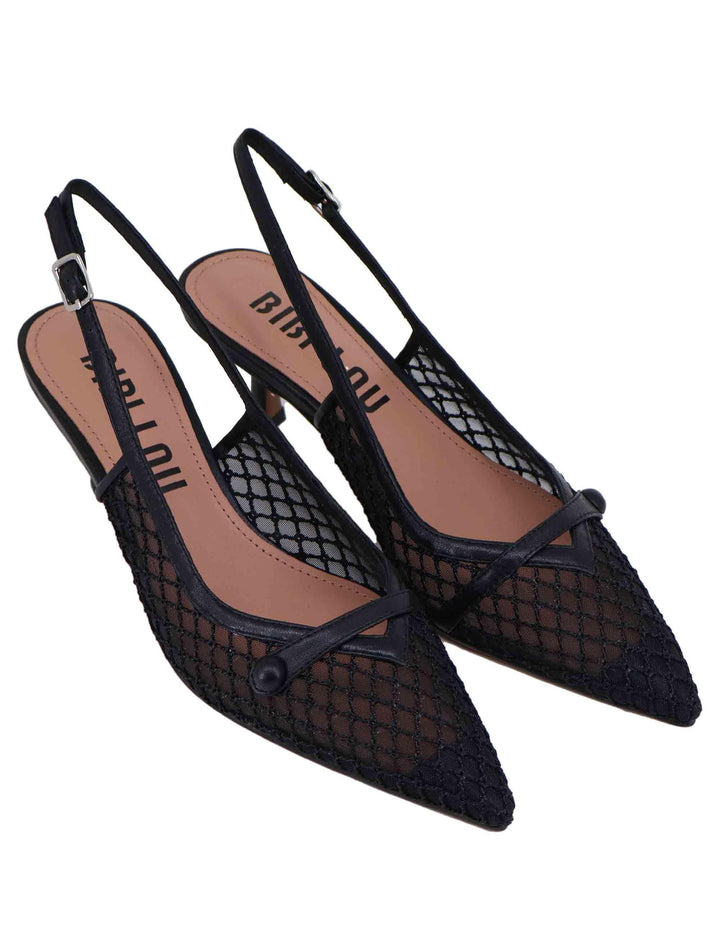 Slingback donna Xaia in rete nera con tacco basso 627Z78VK 001 Bibi Lou 