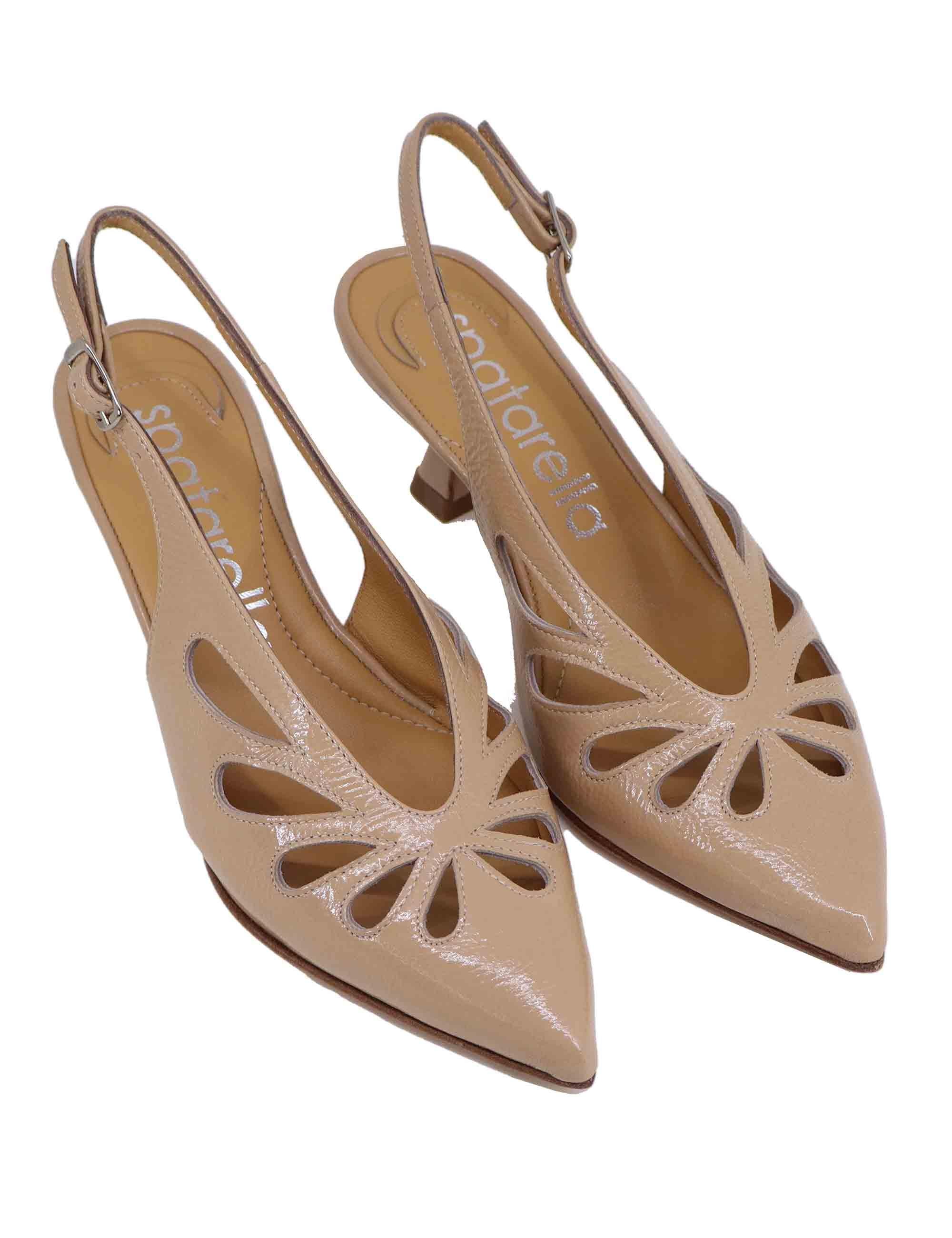 Slingback donna in pelle beige tacco alto SP2024 020 Spatarella 