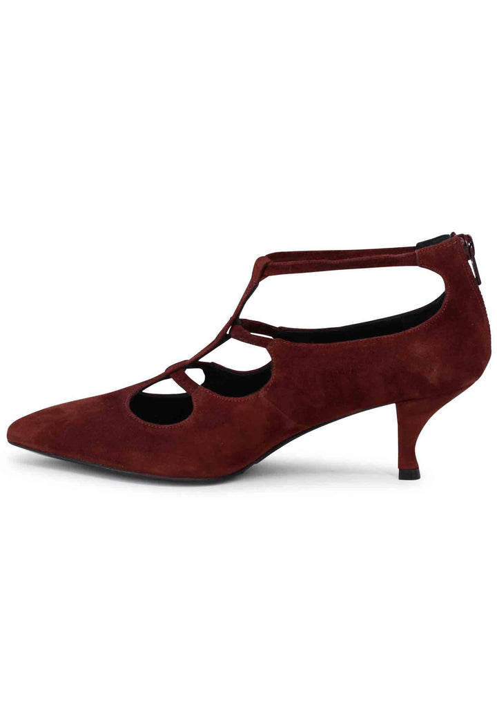 Decollete donna in camoscio marrone con cinturini SP715 013 Spatarella 