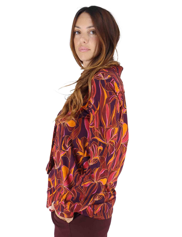 Camicie donna Lily's Ballet in viscosa naturale stampata bordeaux JM556470655 A3359 Maliparmi 