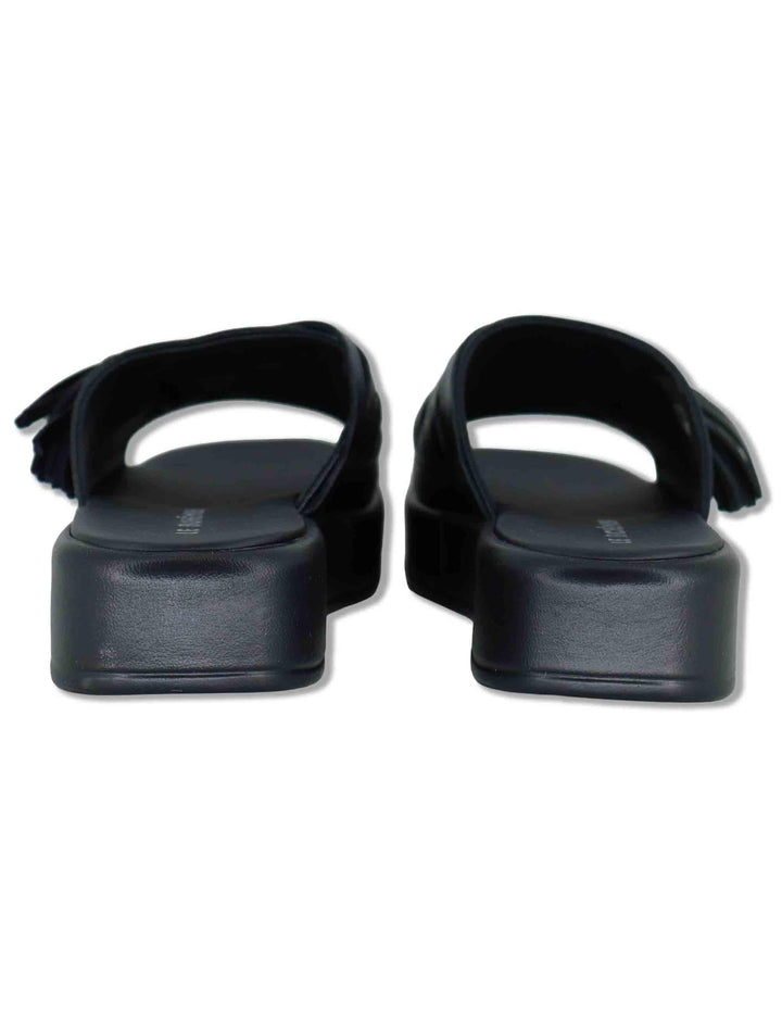 Sandali donna in pelle nera con zeppa bassa e sottopiede imbottito ZB03 1 Le Bohemien 