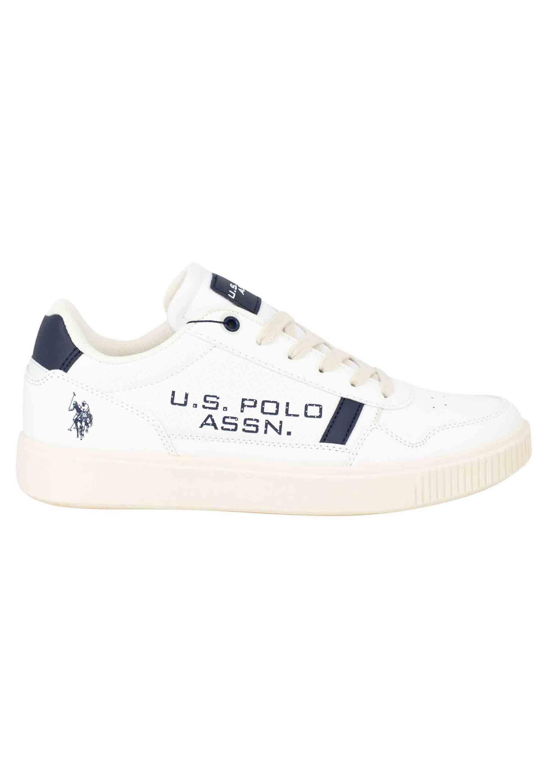 Sneakers uomo in eco pelle e tessuto bianco TYMES004 WHI-DBL09 U.S. Polo Assn. 
