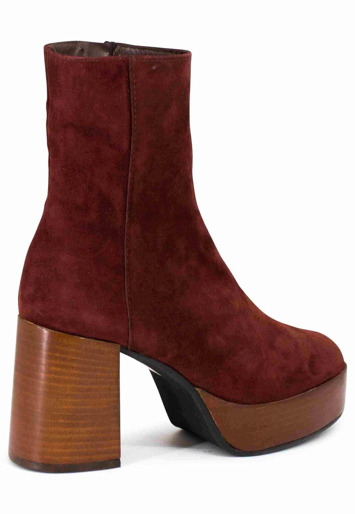 Stivaletti donna in camoscio mattone con tacco alto e plateau con zip laterale di chiusura TR1556 51 L'Arianna 