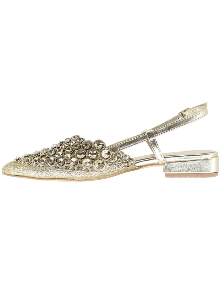 Slingback donna in pelle laminata oro tacco basso U41005481742 548 G Tsakiris Mallas 