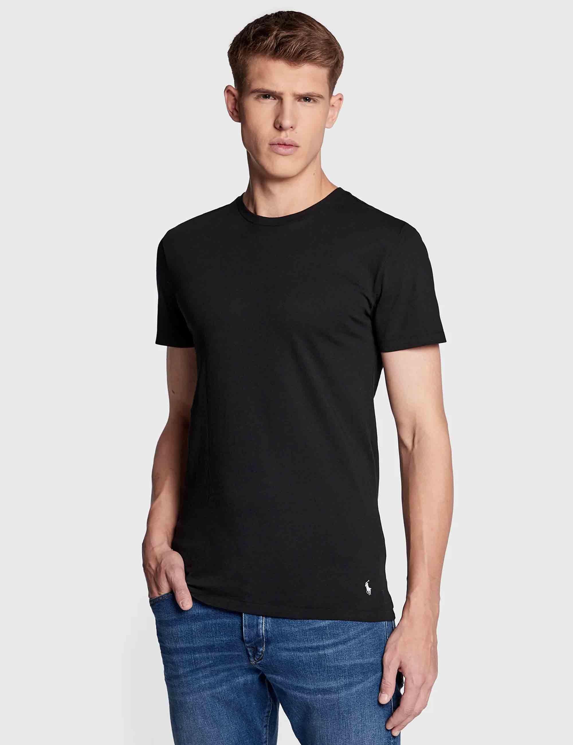 T-shirt uomo Classic Crew in cotone nero con logo ricamato Set di 3 714830304014 BLACK/BLACK/BLACK Polo Ralph Lauren 