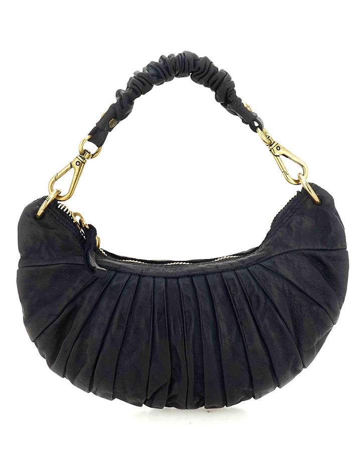 Borse donna Luna in pelle blu plissettata con tracolla monospalla C043780ND X2982 C3001 Campomaggi 