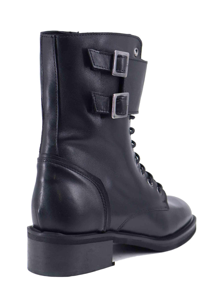 Stivaletti stringati donna in pelle nera tacco basso SPTRPR5055 001 Spatarella 