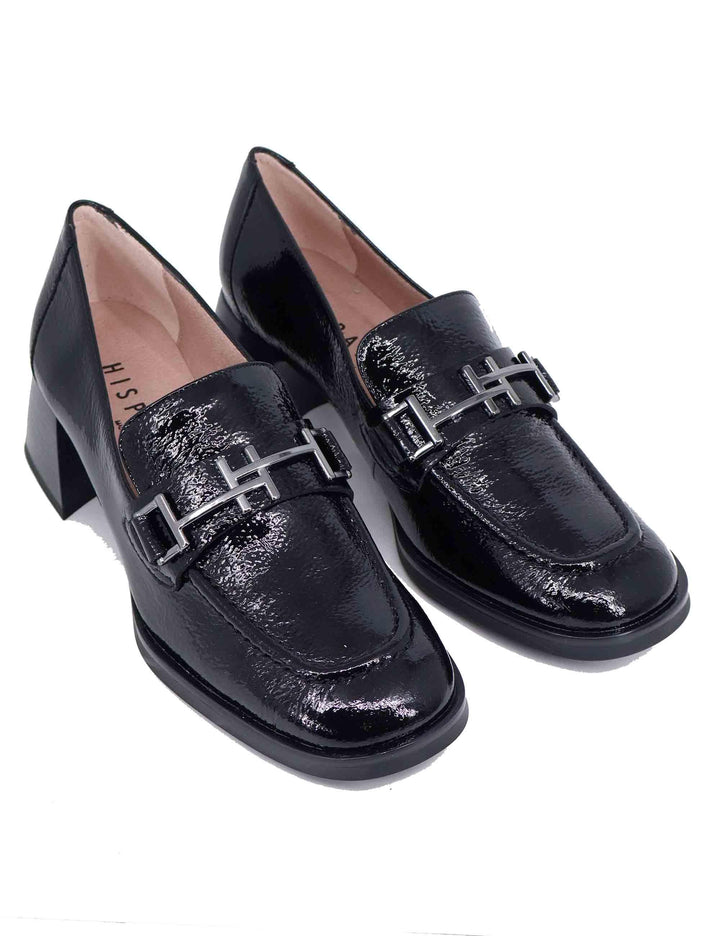 Mocassini donna in vernice nera con morsetto HI243590 C002 Hispanitas 