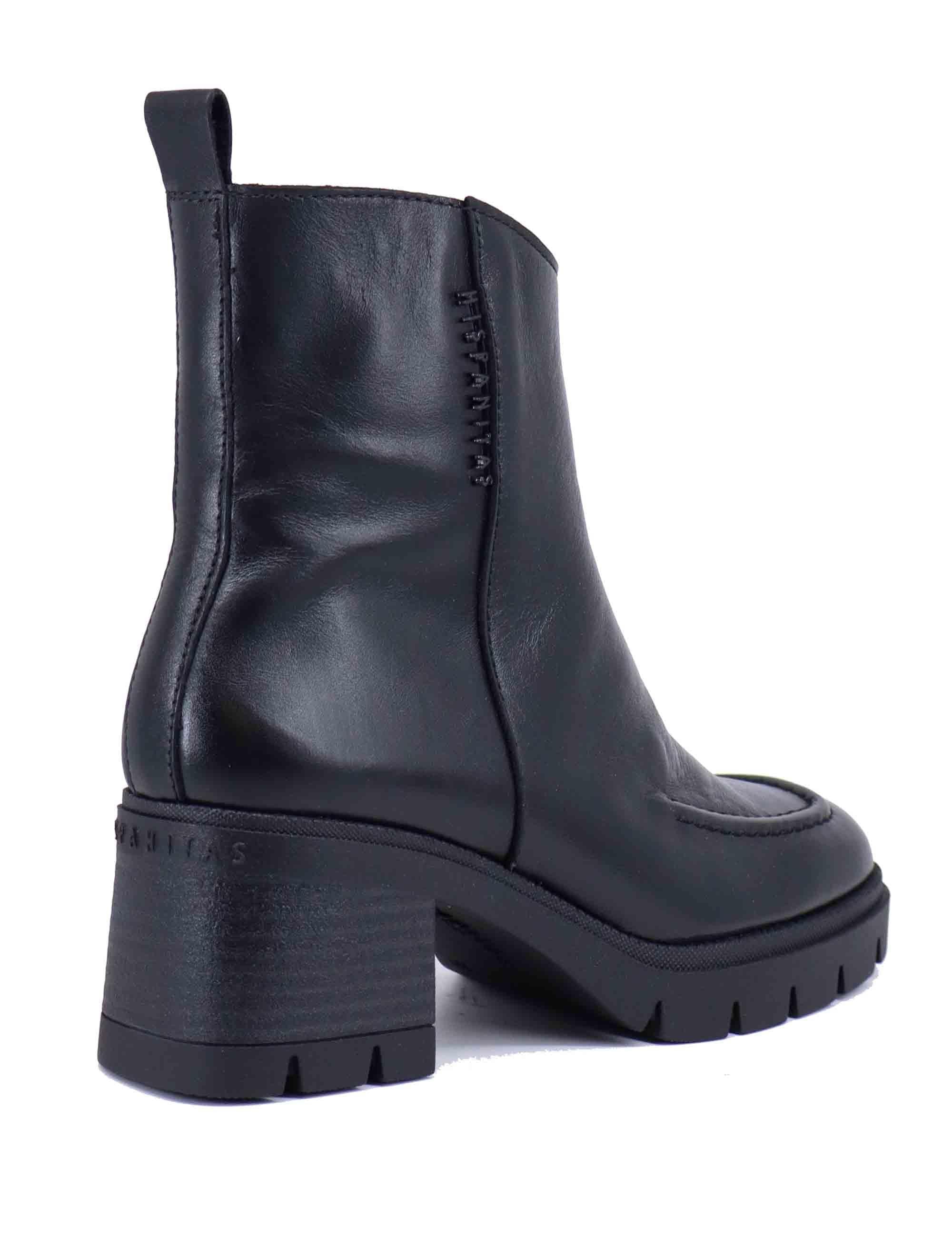 Stivaletti donna in pelle nera con suola carrarmato HI243638 C013 Hispanitas 