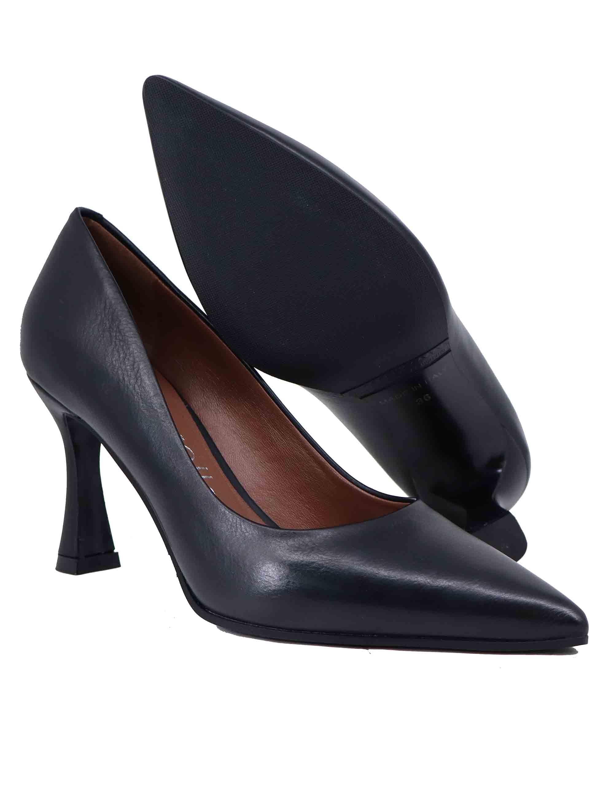 Decollete donna in pelle nera tacco alto SP1796 001 Spatarella 