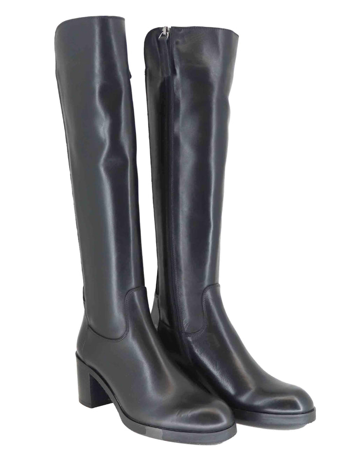 Stivali donna in pelle nera con elastico posteriore e tacco alto SPST3001 001 Spatarella 