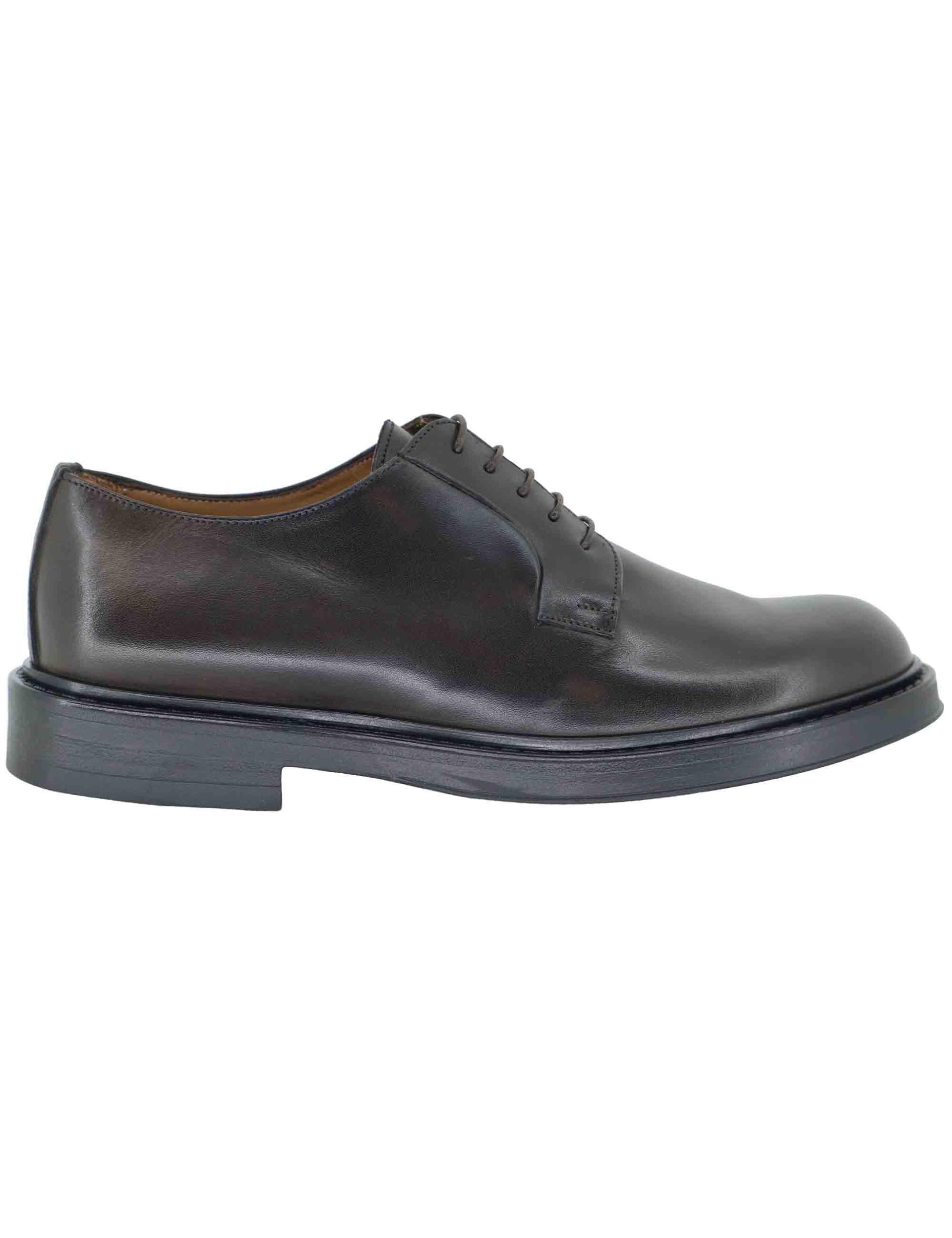 Stringate uomo in pelle marrone con suola in gomma SP044 014 Spatarella 