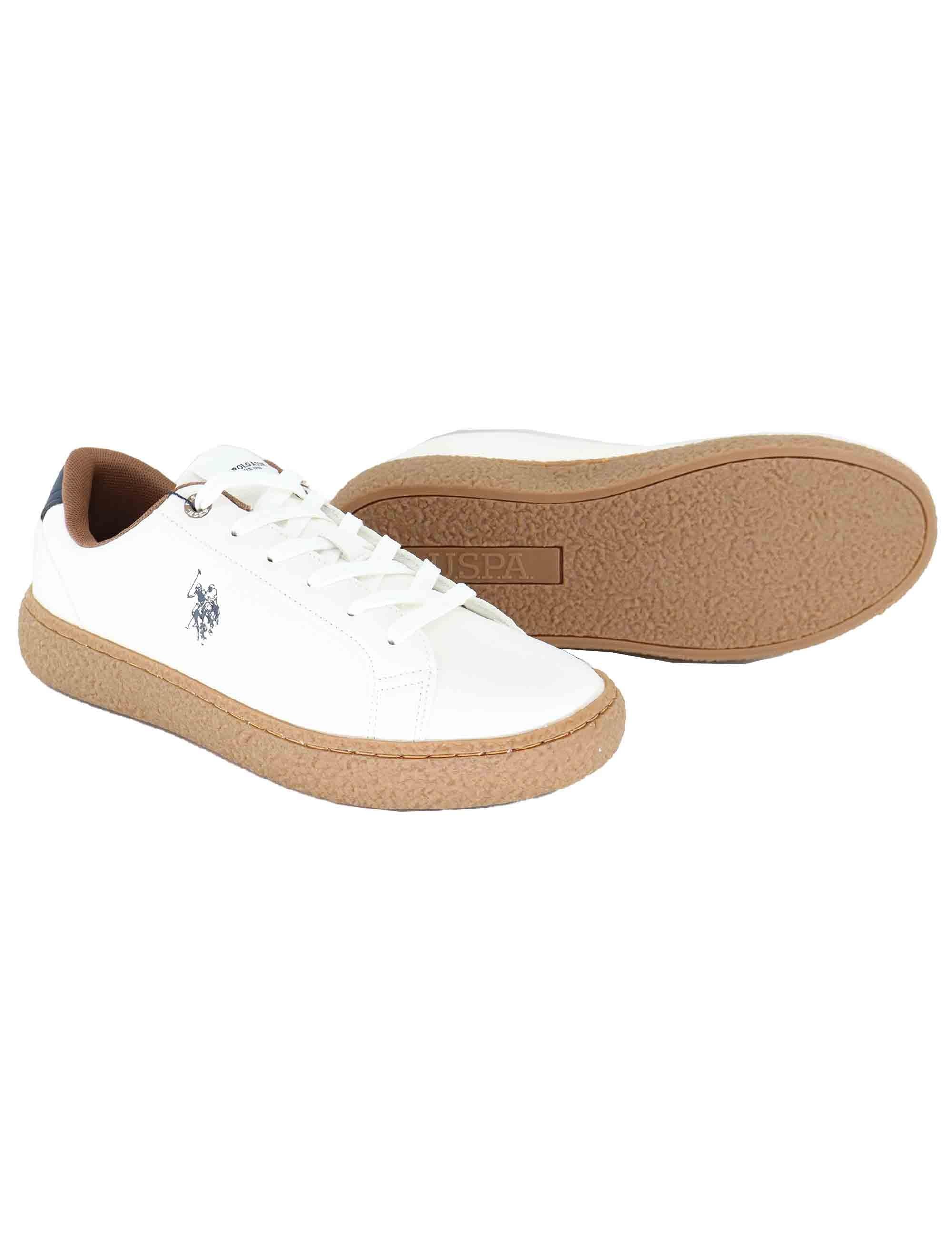 Sneakers uomo in tessuto bianca con logo laterale e suola in contrasto JODIE002 WHI U.S. Polo Assn. 