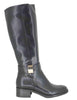 Women's Black Leather Boots with Gold Buckle SPST7005 001