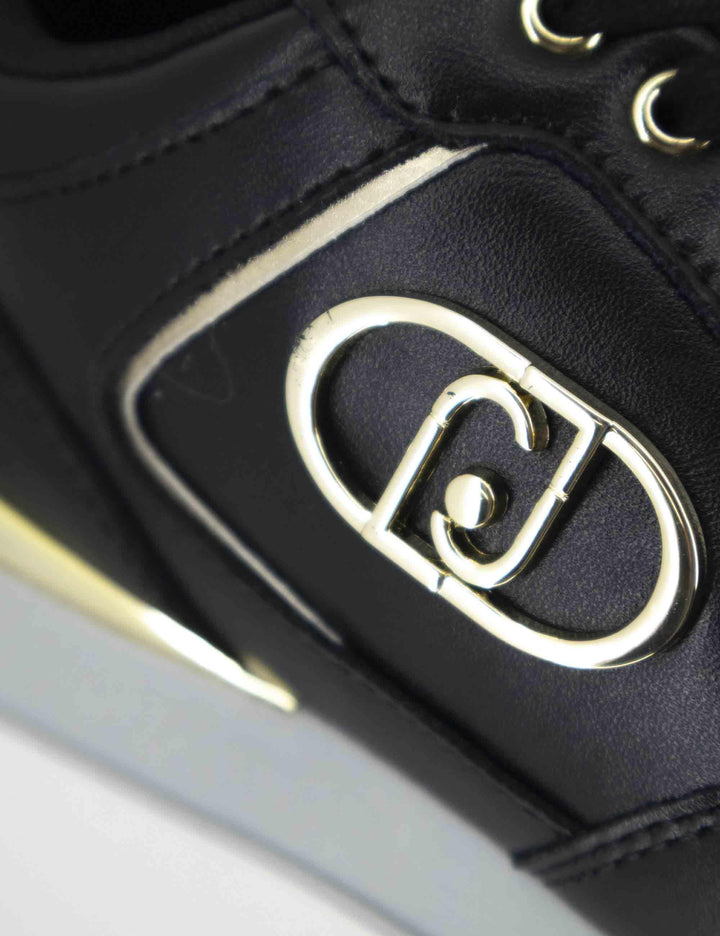 Sneakers Maxi Wonder Plus 01 in pelle nera con zeppa alta in gomma BF5011P010222222 Black Liu-Jo 