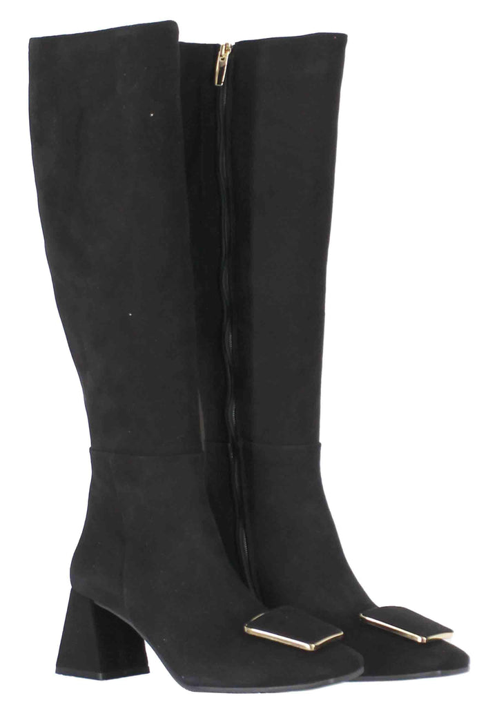 Stivali donna in camoscio nero con fibbia SP6536 001 Spatarella 