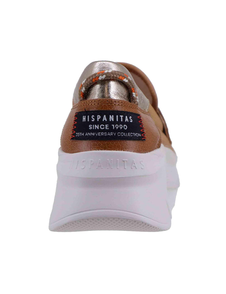 Mocassini donna in tessuto cuoio con zeppa in gomma HV254001 C005 Hispanitas 