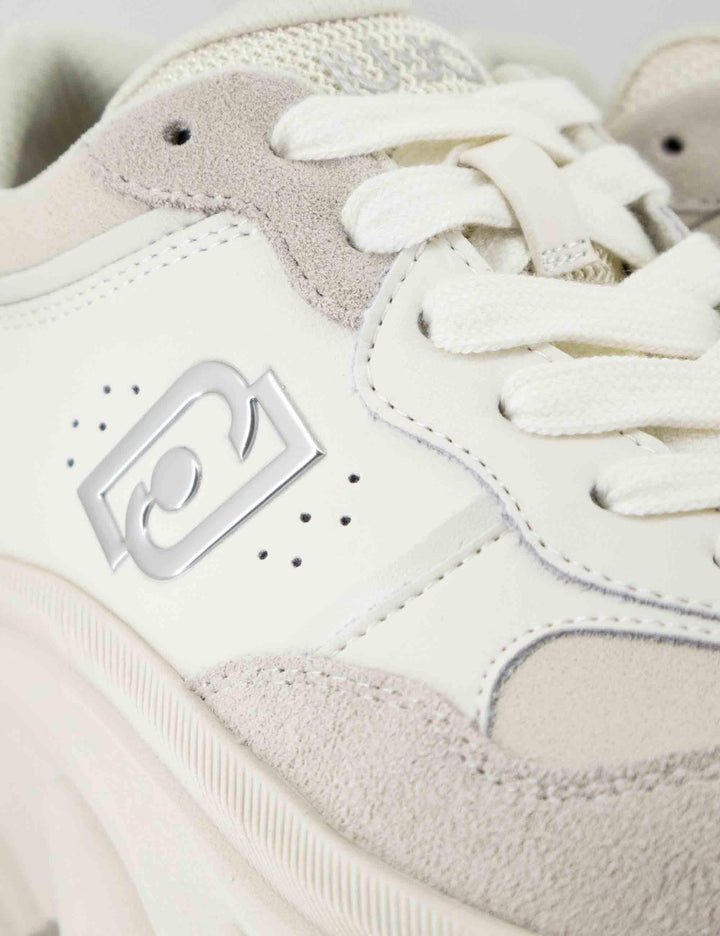 Sneakers donna Steffy 01 in pelle off white con suola alta in gomma 5 cm BF5061P0304S1400 Off White Liu-Jo 