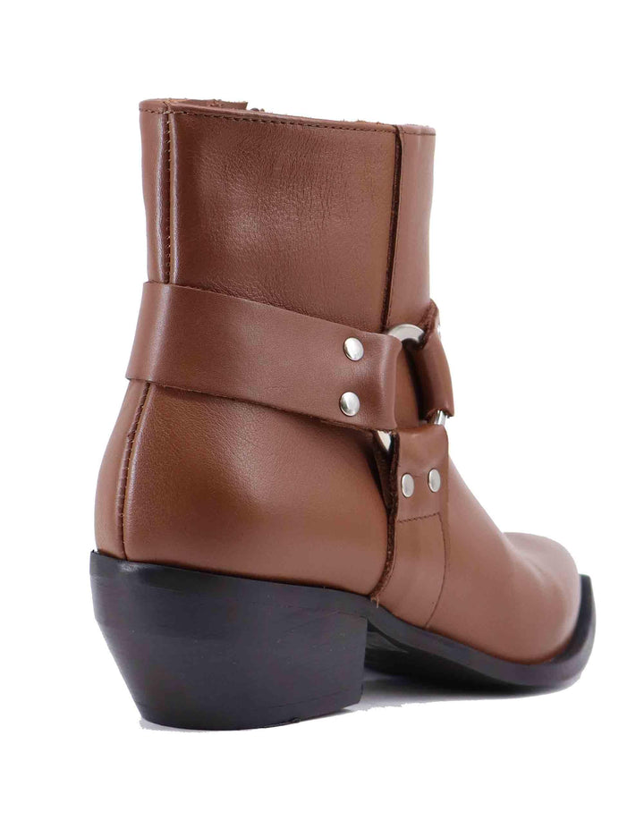 Texani donna in pelle cuoio con borchie argento ELENA 50 014 Spatarella 