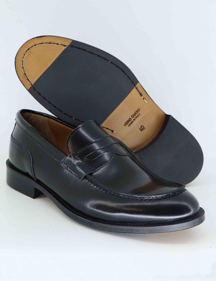 Mocassini uomo in pelle nera lucida SPDUE601 001 Spatarella 