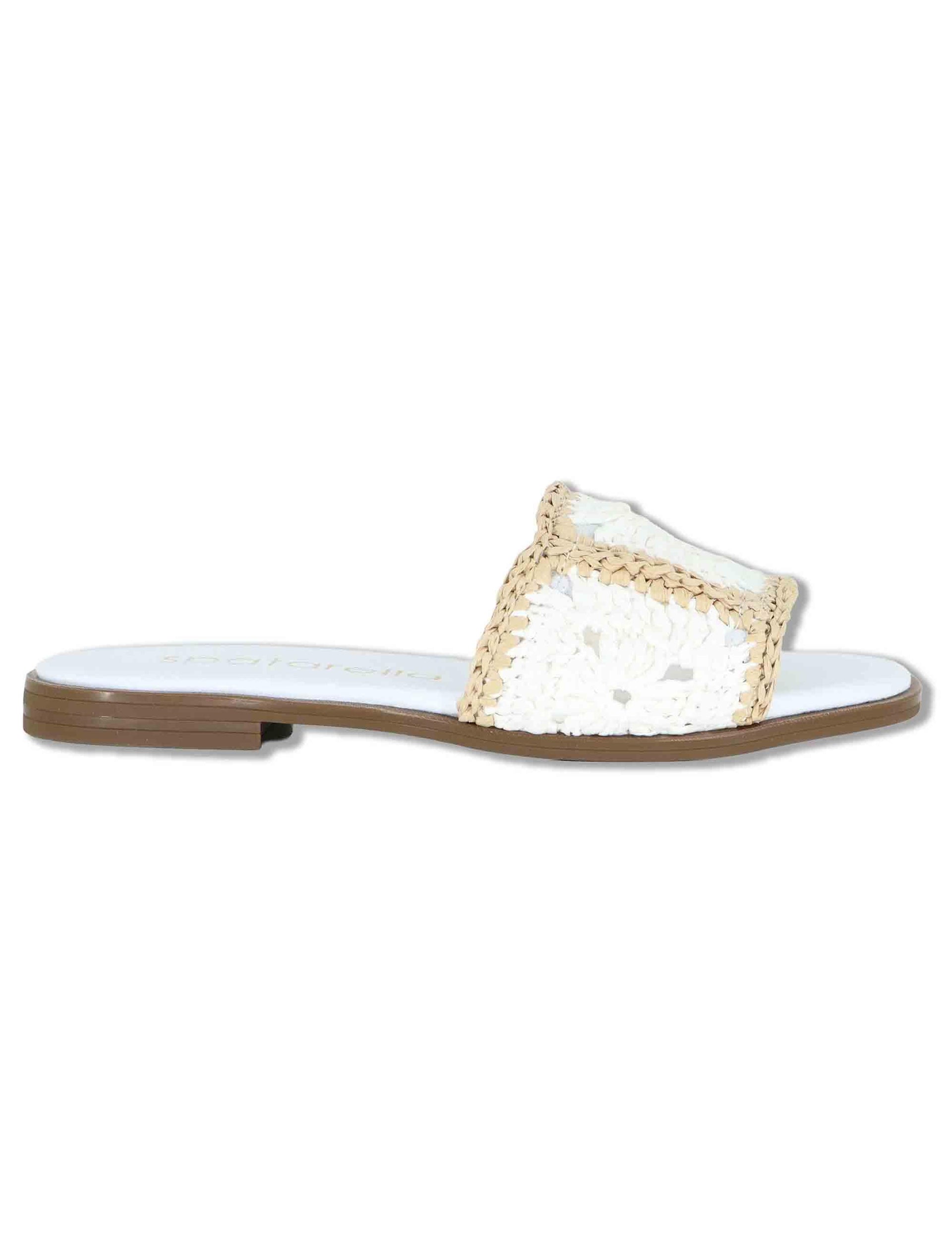 Sandali bassi donna in rafia naturale bianca con suola in gomma SP261579 100 Spatarella 