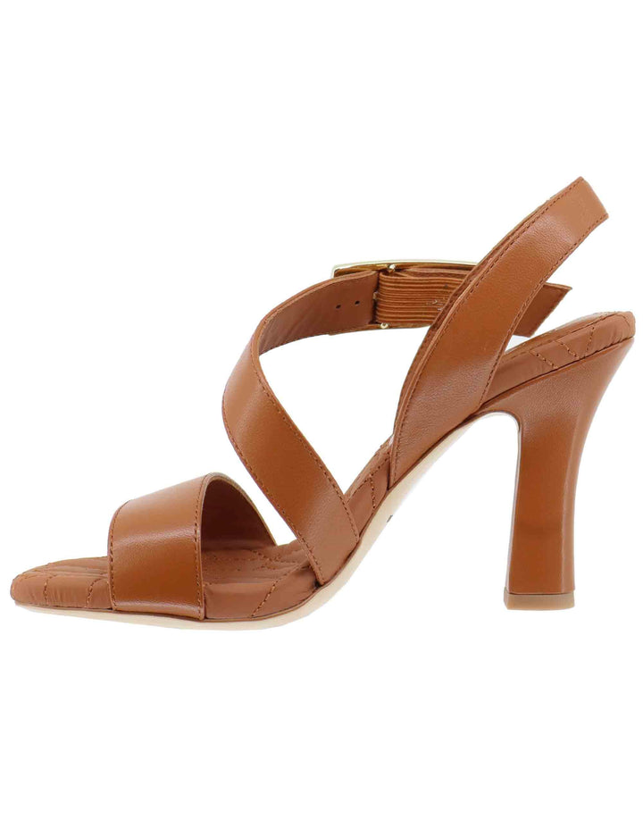 Sandali donna in pelle cuoio tacco alto con fibbia oro BL5703X 014 Bruno Premi 